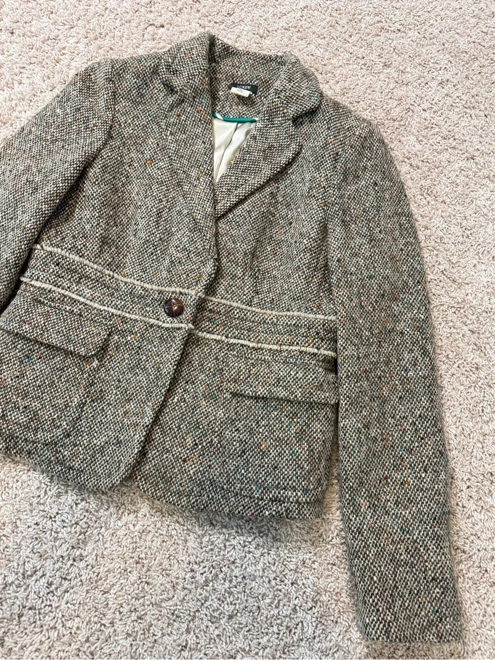 Vintage 2005 J Crew Wool Alpaca Tweed Blazer Jacket Size 8 Style 72255
